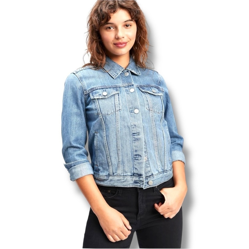 Gap Classic Light Blue Button Front Closure Denim… - image 2